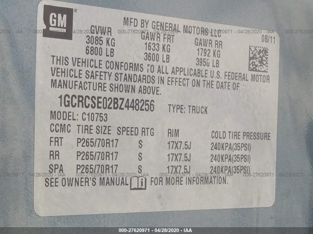 Photo 8 VIN: 1GCRCSE02BZ448256 - CHEVROLET SILVERADO 1500 