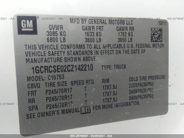 Photo 8 VIN: 1GCRCSE02CZ142210 - CHEVROLET SILVERADO 1500 