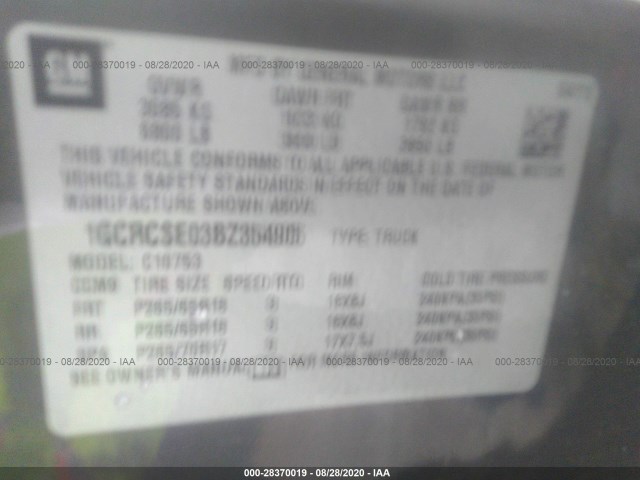 Photo 8 VIN: 1GCRCSE03BZ354905 - CHEVROLET SILVERADO 1500 