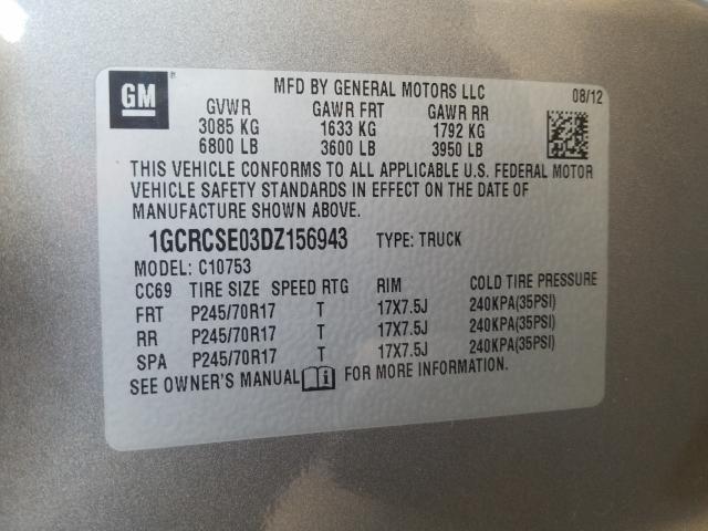 Photo 9 VIN: 1GCRCSE03DZ156943 - CHEVROLET SILVERADO 