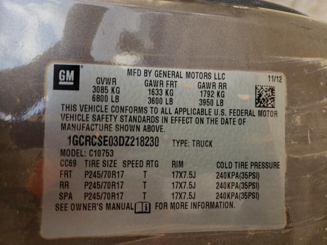 Photo 9 VIN: 1GCRCSE03DZ218230 - CHEVROLET SILVERADO 