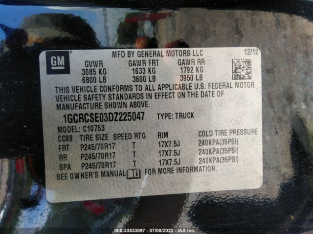 Photo 8 VIN: 1GCRCSE03DZ225047 - CHEVROLET SILVERADO 1500 