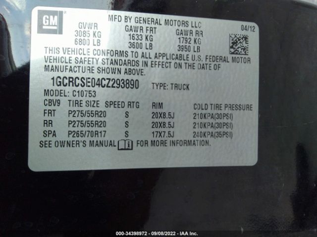 Photo 8 VIN: 1GCRCSE04CZ293890 - CHEVROLET SILVERADO 1500 