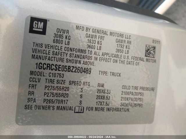 Photo 8 VIN: 1GCRCSE05BZ260489 - CHEVROLET SILVERADO 1500 