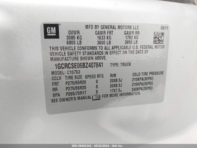 Photo 8 VIN: 1GCRCSE06BZ407841 - CHEVROLET SILVERADO 