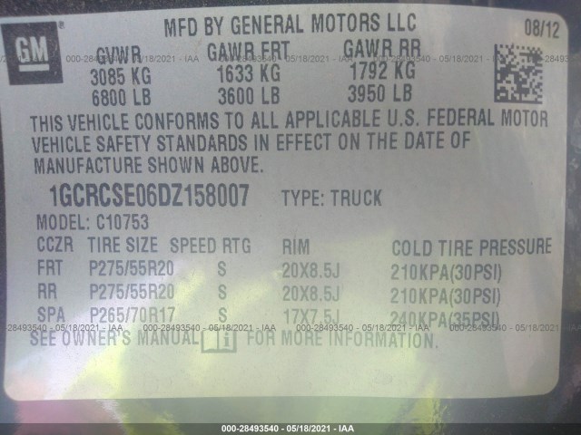 Photo 8 VIN: 1GCRCSE06DZ158007 - CHEVROLET SILVERADO 1500 