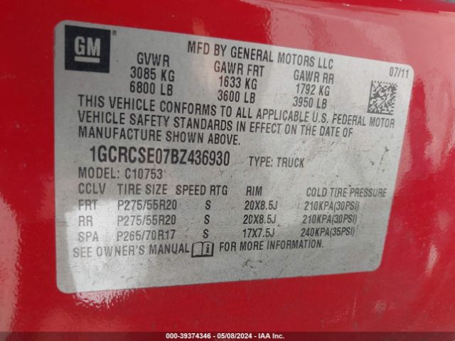 Photo 8 VIN: 1GCRCSE07BZ436930 - CHEVROLET SILVERADO 1500 