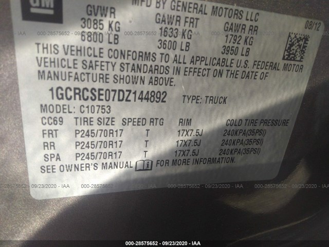 Photo 8 VIN: 1GCRCSE07DZ144892 - CHEVROLET SILVERADO 1500 