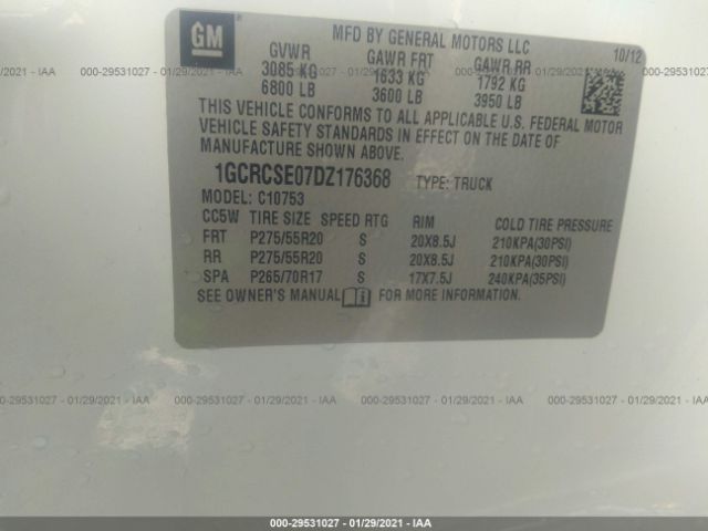 Photo 8 VIN: 1GCRCSE07DZ176368 - CHEVROLET SILVERADO 1500 