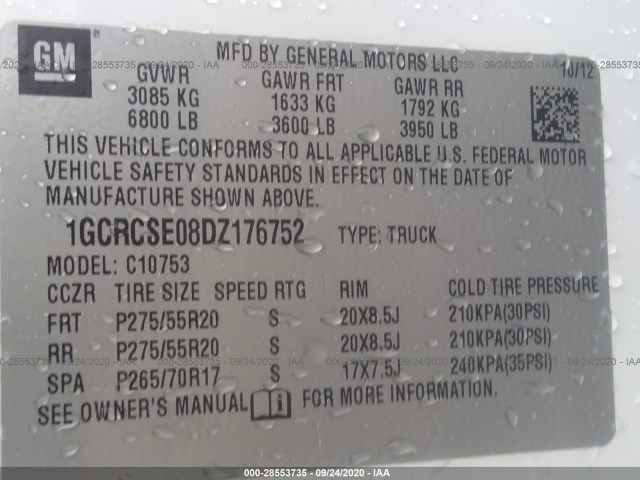 Photo 8 VIN: 1GCRCSE08DZ176752 - CHEVROLET SILVERADO 1500 