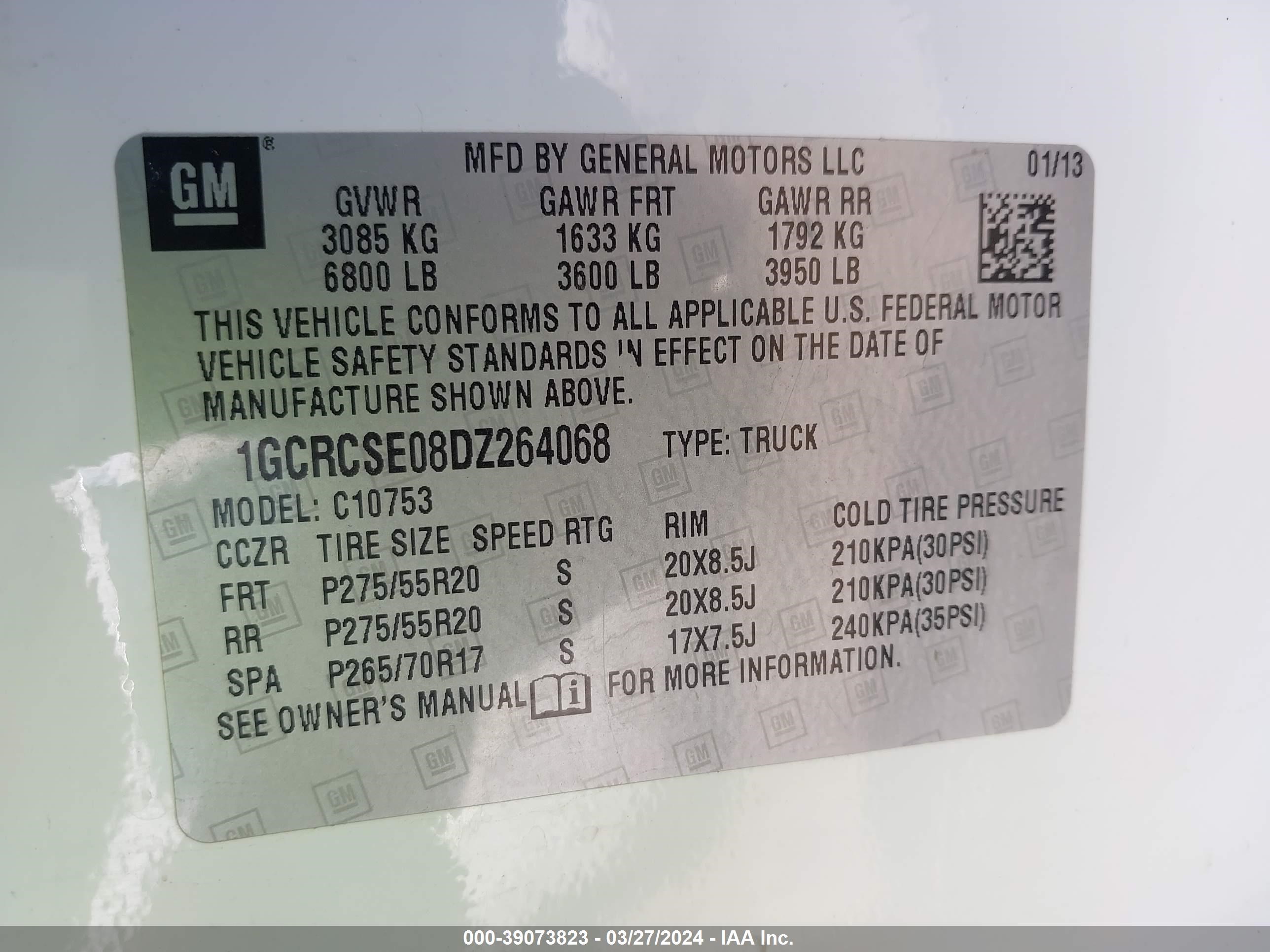 Photo 8 VIN: 1GCRCSE08DZ264068 - CHEVROLET SILVERADO 