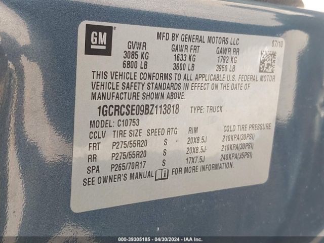 Photo 8 VIN: 1GCRCSE09BZ113818 - CHEVROLET SILVERADO 1500 