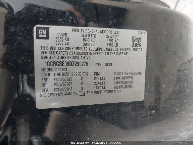 Photo 8 VIN: 1GCRCSE09DZ290775 - CHEVROLET SILVERADO 1500 