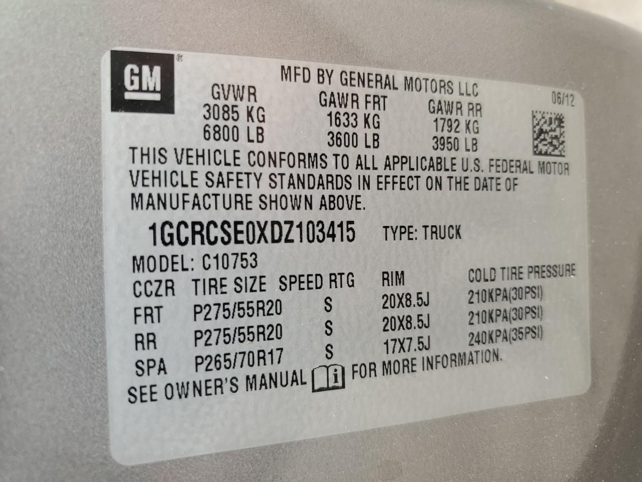 Photo 11 VIN: 1GCRCSE0XDZ103415 - CHEVROLET SILVERADO 