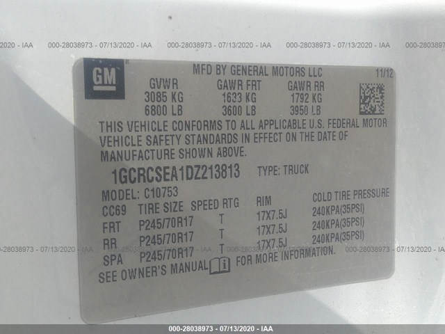 Photo 8 VIN: 1GCRCSEA1DZ213813 - CHEVROLET SILVERADO 1500 