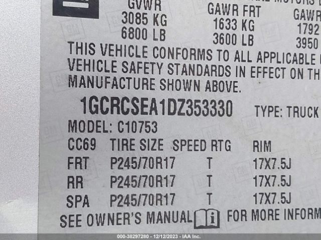 Photo 8 VIN: 1GCRCSEA1DZ353330 - CHEVROLET SILVERADO 1500 