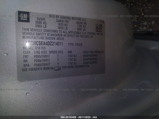 Photo 8 VIN: 1GCRCSEA4DZ214311 - CHEVROLET SILVERADO 1500 