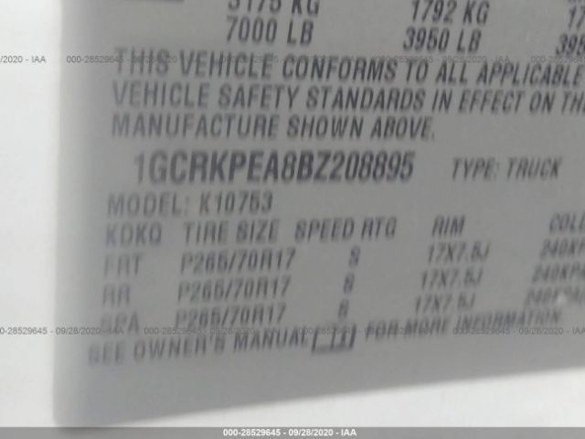 Photo 8 VIN: 1GCRKPEA8BZ208895 - CHEVROLET SILVERADO 1500 