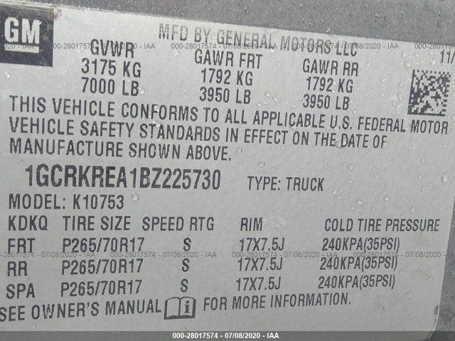 Photo 8 VIN: 1GCRKREA1BZ225730 - CHEVROLET SILVERADO 1500 