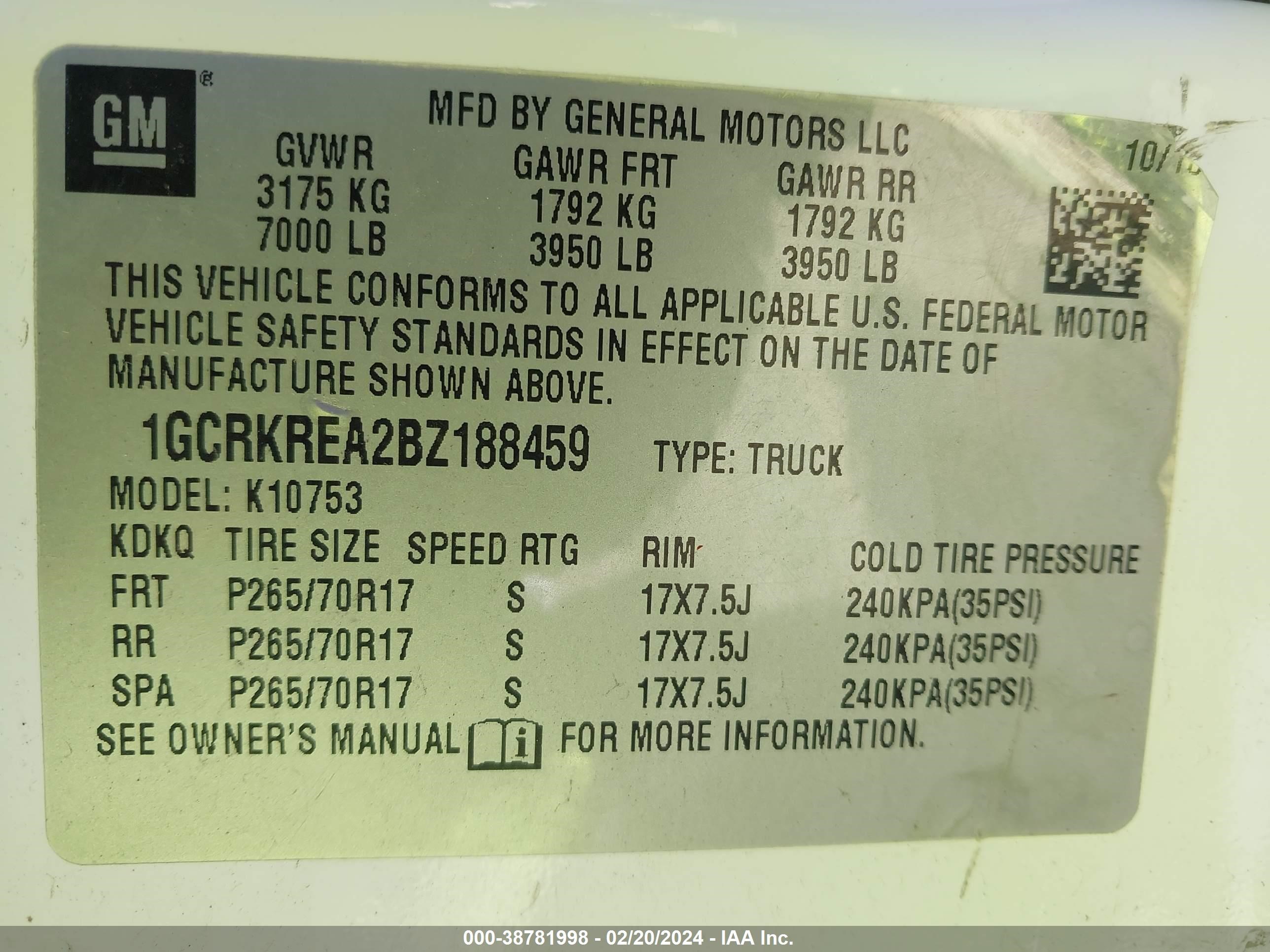 Photo 8 VIN: 1GCRKREA2BZ188459 - CHEVROLET SILVERADO 