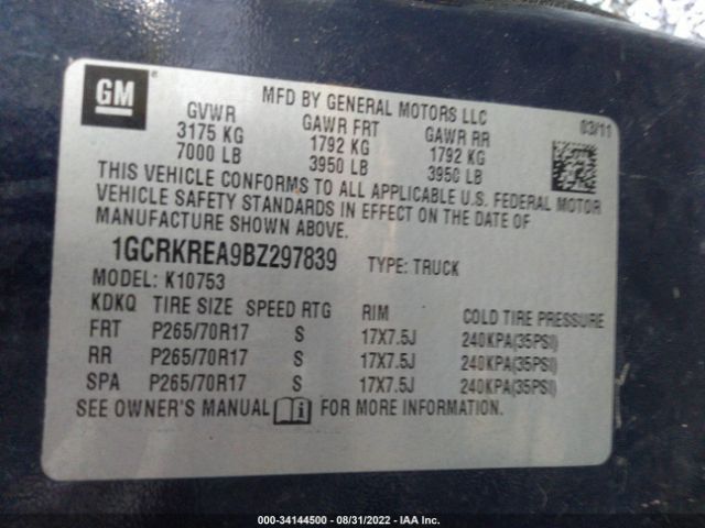 Photo 8 VIN: 1GCRKREA9BZ297839 - CHEVROLET SILVERADO 1500 