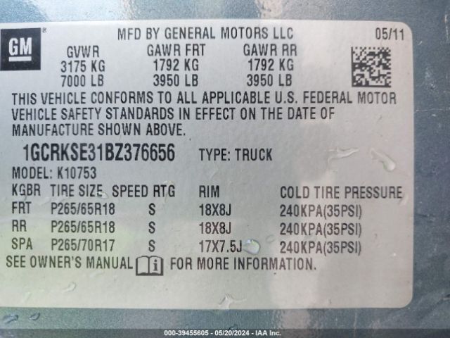 Photo 8 VIN: 1GCRKSE31BZ376656 - CHEVROLET SILVERADO 1500 