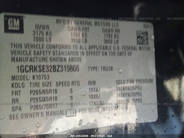 Photo 8 VIN: 1GCRKSE32BZ319866 - CHEVROLET SILVERADO 1500 