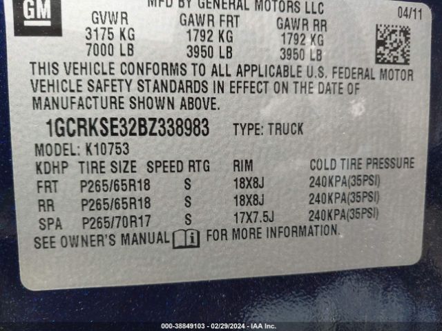 Photo 8 VIN: 1GCRKSE32BZ338983 - CHEVROLET SILVERADO 1500 