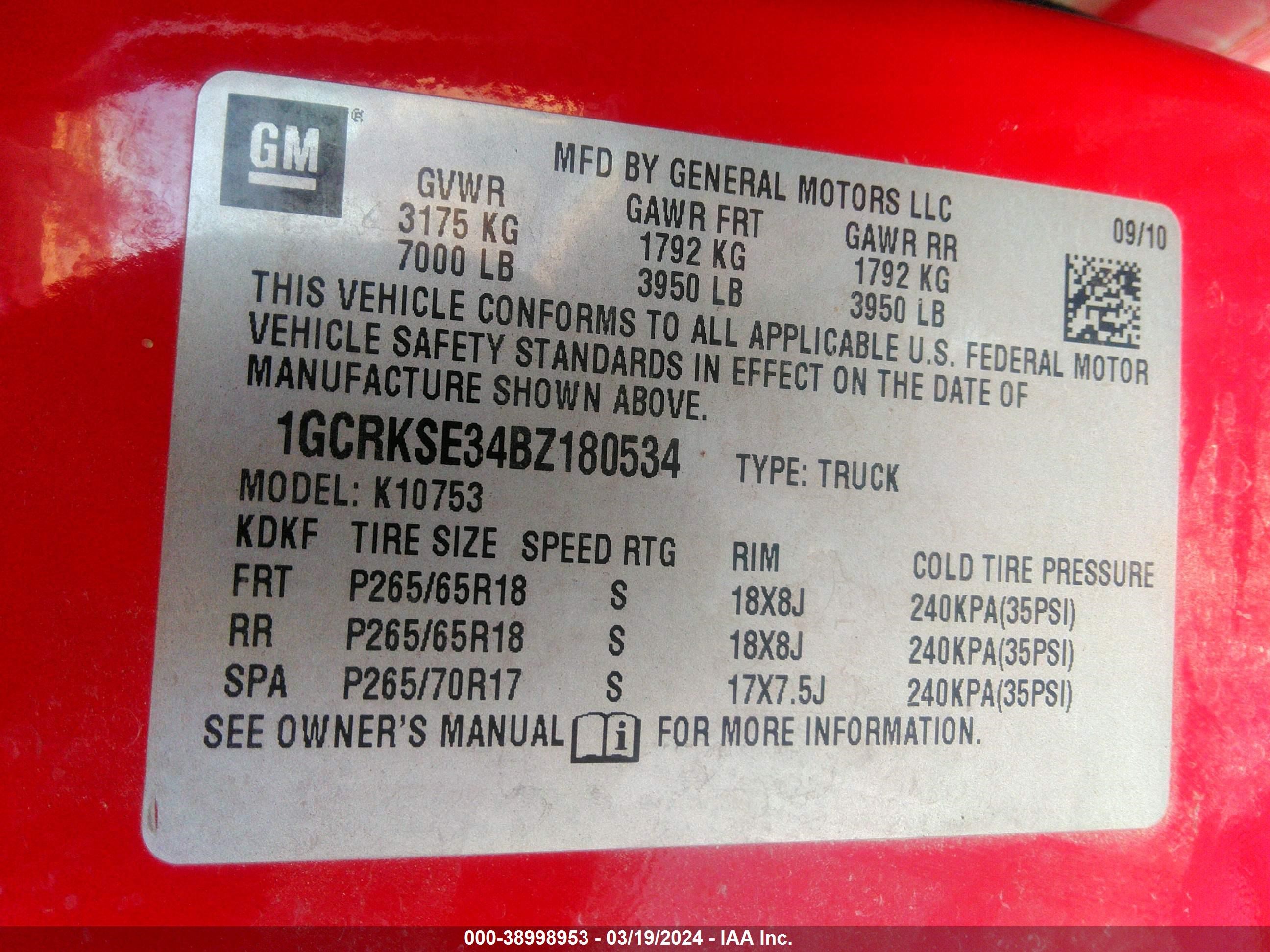 Photo 8 VIN: 1GCRKSE34BZ180534 - CHEVROLET SILVERADO 