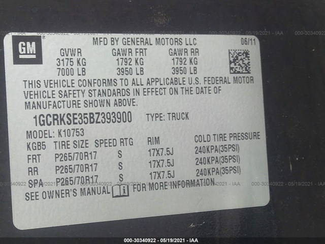 Photo 8 VIN: 1GCRKSE35BZ393900 - CHEVROLET SILVERADO 1500 