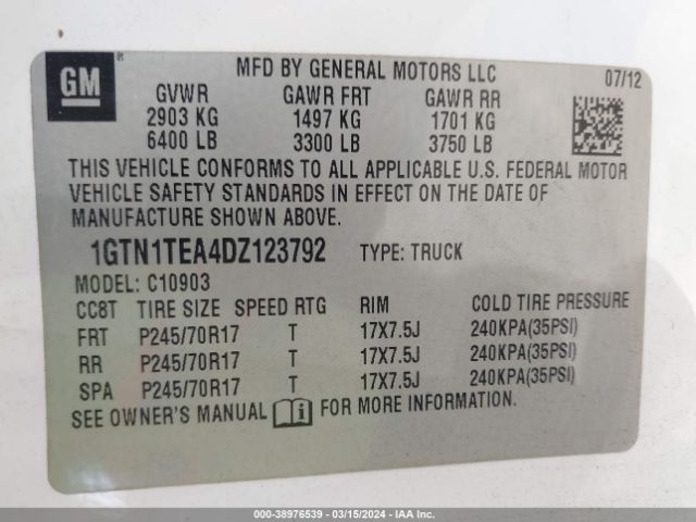 Photo 8 VIN: 1GCRKSE36BZ235937 - CHEVROLET SILVERADO 1500 