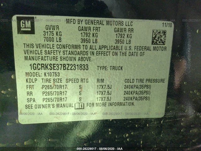 Photo 8 VIN: 1GCRKSE37BZ231833 - CHEVROLET SILVERADO 1500 