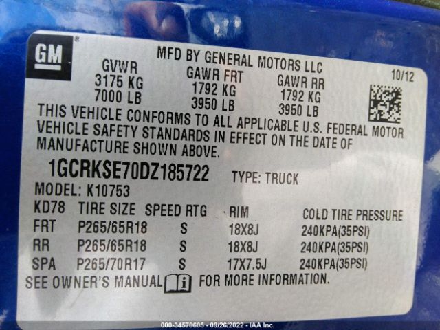 Photo 8 VIN: 1GCRKSE70DZ185722 - CHEVROLET SILVERADO 1500 