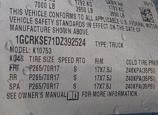 Photo 8 VIN: 1GCRKSE71DZ392524 - CHEVROLET SILVERADO 1500 