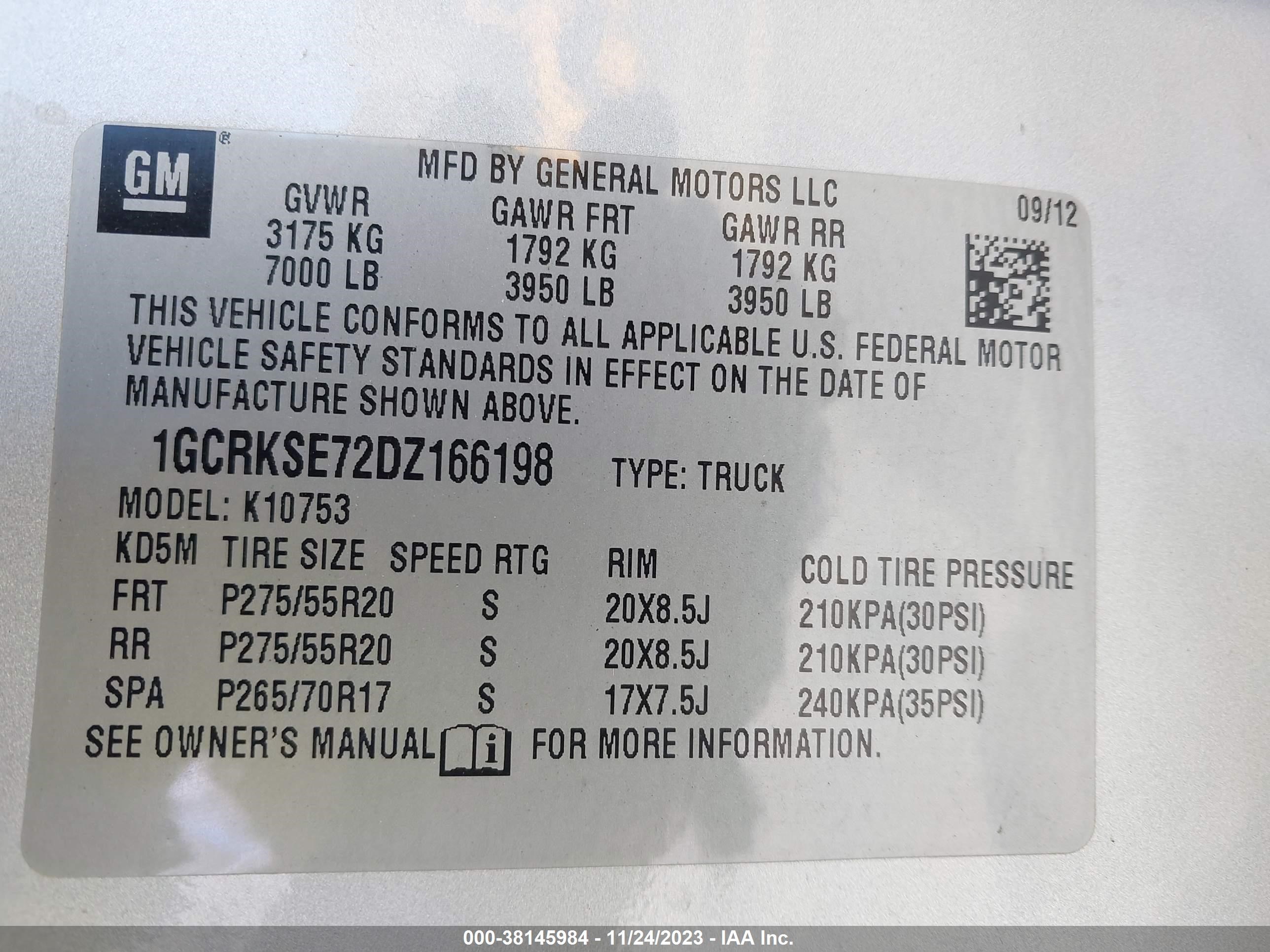 Photo 8 VIN: 1GCRKSE72DZ166198 - CHEVROLET SILVERADO 