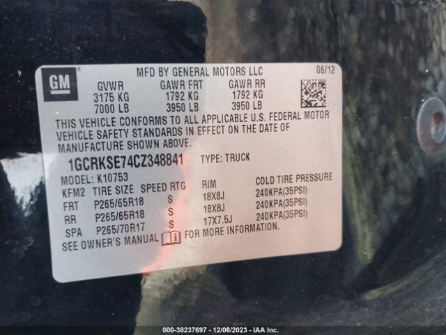 Photo 8 VIN: 1GCRKSE74CZ348841 - CHEVROLET SILVERADO 1500 