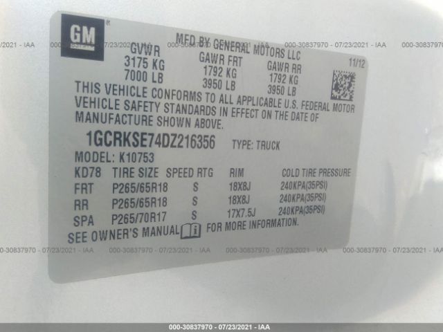 Photo 8 VIN: 1GCRKSE74DZ216356 - CHEVROLET SILVERADO 1500 