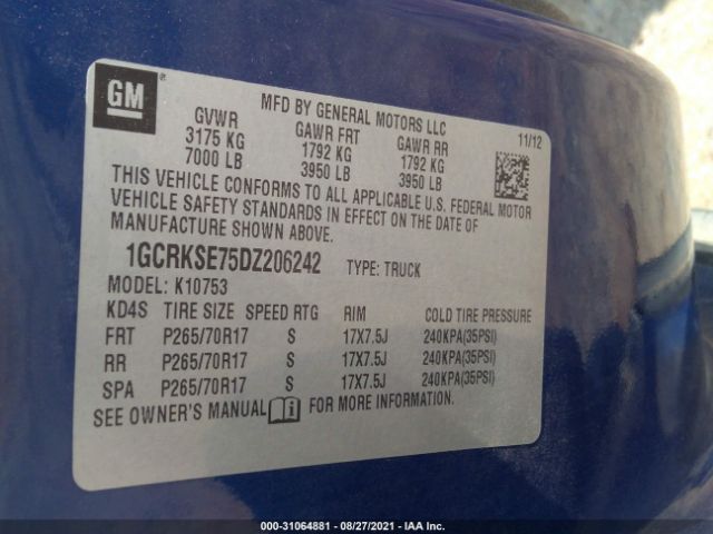 Photo 8 VIN: 1GCRKSE75DZ206242 - CHEVROLET SILVERADO 1500 