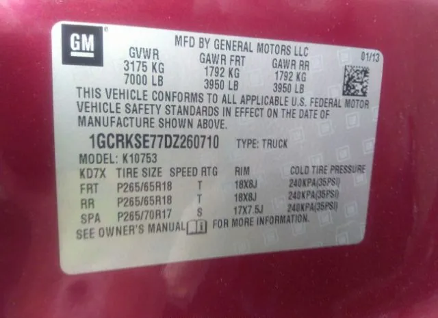 Photo 8 VIN: 1GCRKSE77DZ260710 - CHEVROLET SILVERADO 1500 