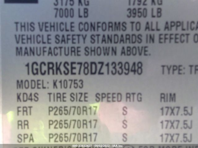 Photo 8 VIN: 1GCRKSE78DZ133948 - CHEVROLET SILVERADO 1500 