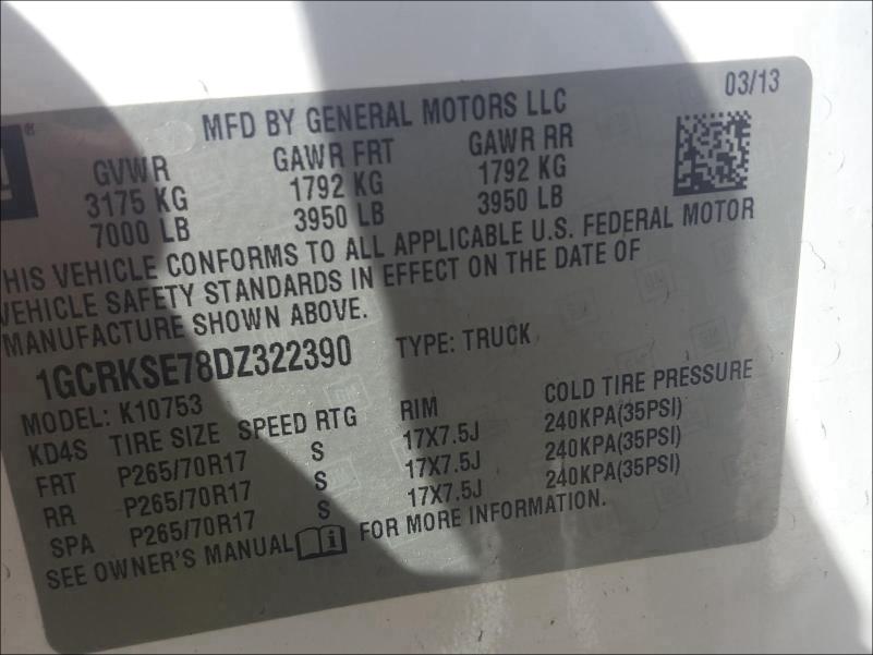 Photo 9 VIN: 1GCRKSE78DZ322390 - CHEVROLET SILVERADO 