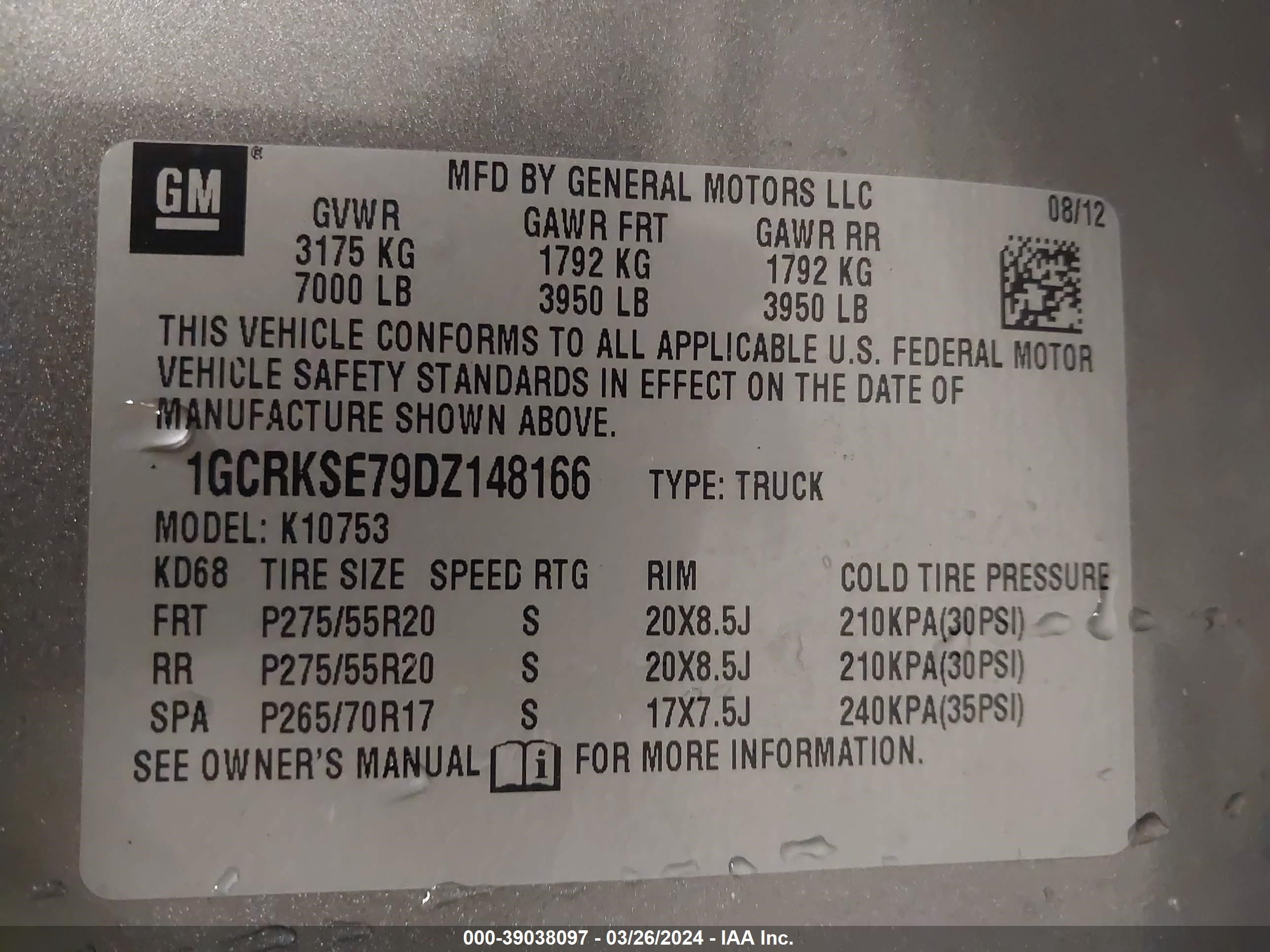 Photo 8 VIN: 1GCRKSE79DZ148166 - CHEVROLET SILVERADO 