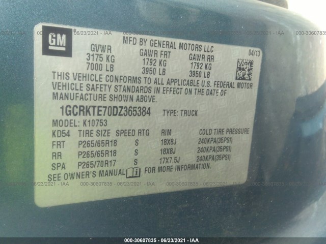 Photo 8 VIN: 1GCRKTE70DZ365384 - CHEVROLET SILVERADO 1500 