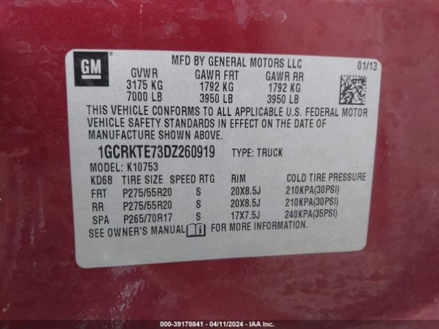 Photo 8 VIN: 1GCRKTE73DZ260919 - CHEVROLET SILVERADO 1500 