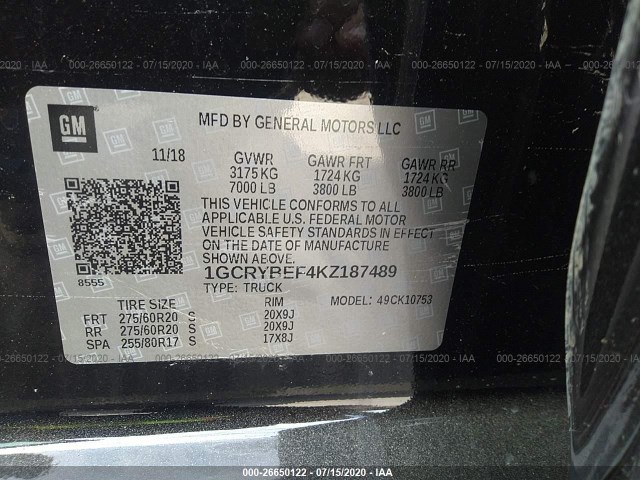 Photo 8 VIN: 1GCRYBEF4KZ187489 - CHEVROLET SILVERADO 1500 