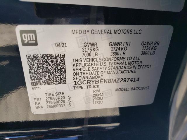 Photo 11 VIN: 1GCRYBEK8MZ297414 - CHEVROLET SILVERADO 