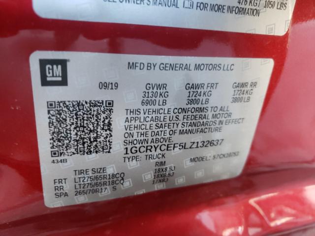 Photo 9 VIN: 1GCRYCEF5LZ132637 - CHEVROLET SILVERADO 