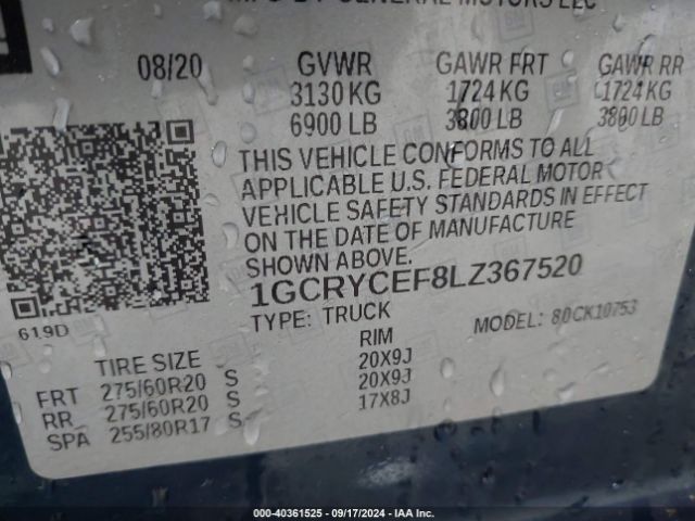 Photo 8 VIN: 1GCRYCEF8LZ367520 - CHEVROLET SILVERADO 