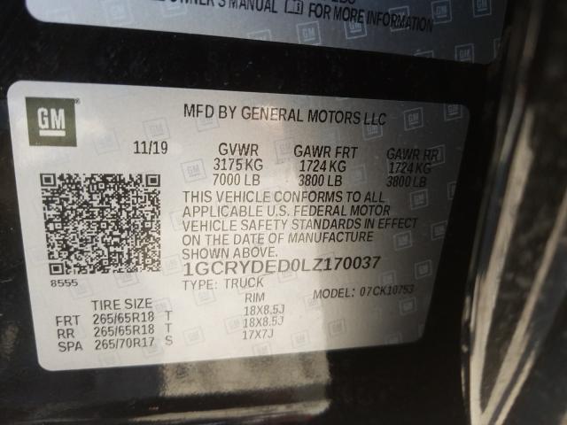 Photo 9 VIN: 1GCRYDED0LZ170037 - CHEVROLET SILVERADO 