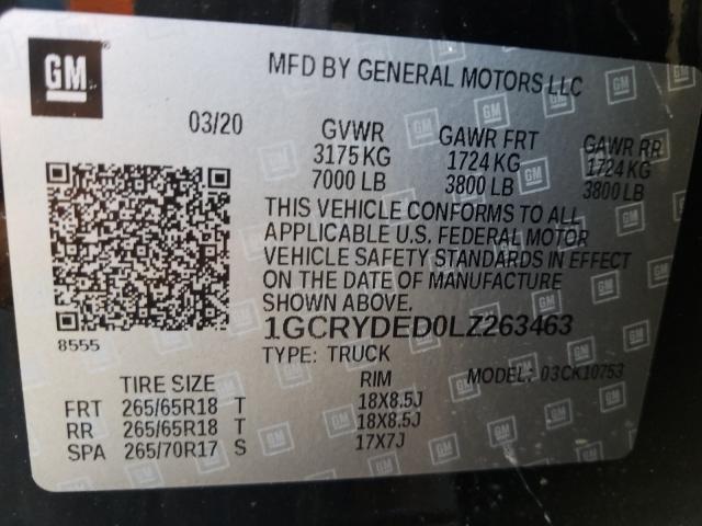 Photo 9 VIN: 1GCRYDED0LZ263463 - CHEVROLET SILVERADO 